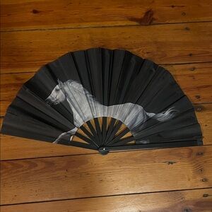 Beyonce Cowboy Carter Black Fan with White Horse Design